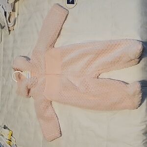 NWT pink fuzzy hooded footie 3/6M